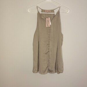 PHILOSOPHY Button Up Cami Creamy Malt Sleeveless Sz XS NEW WITH TAGS